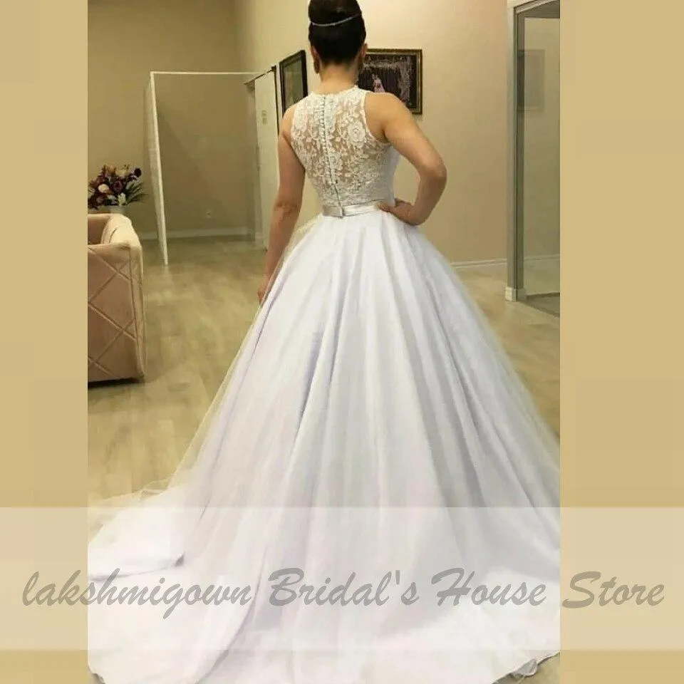 Roycebridal Vintage Lace Sleeveless Bridal Gown Wedding Dresses