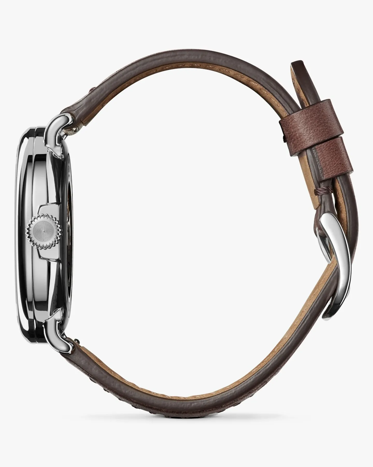 RUNWELL 45MM AUTOMATIC STATION AGENT WATCH WITH CATTAIL LEATHER STRAP