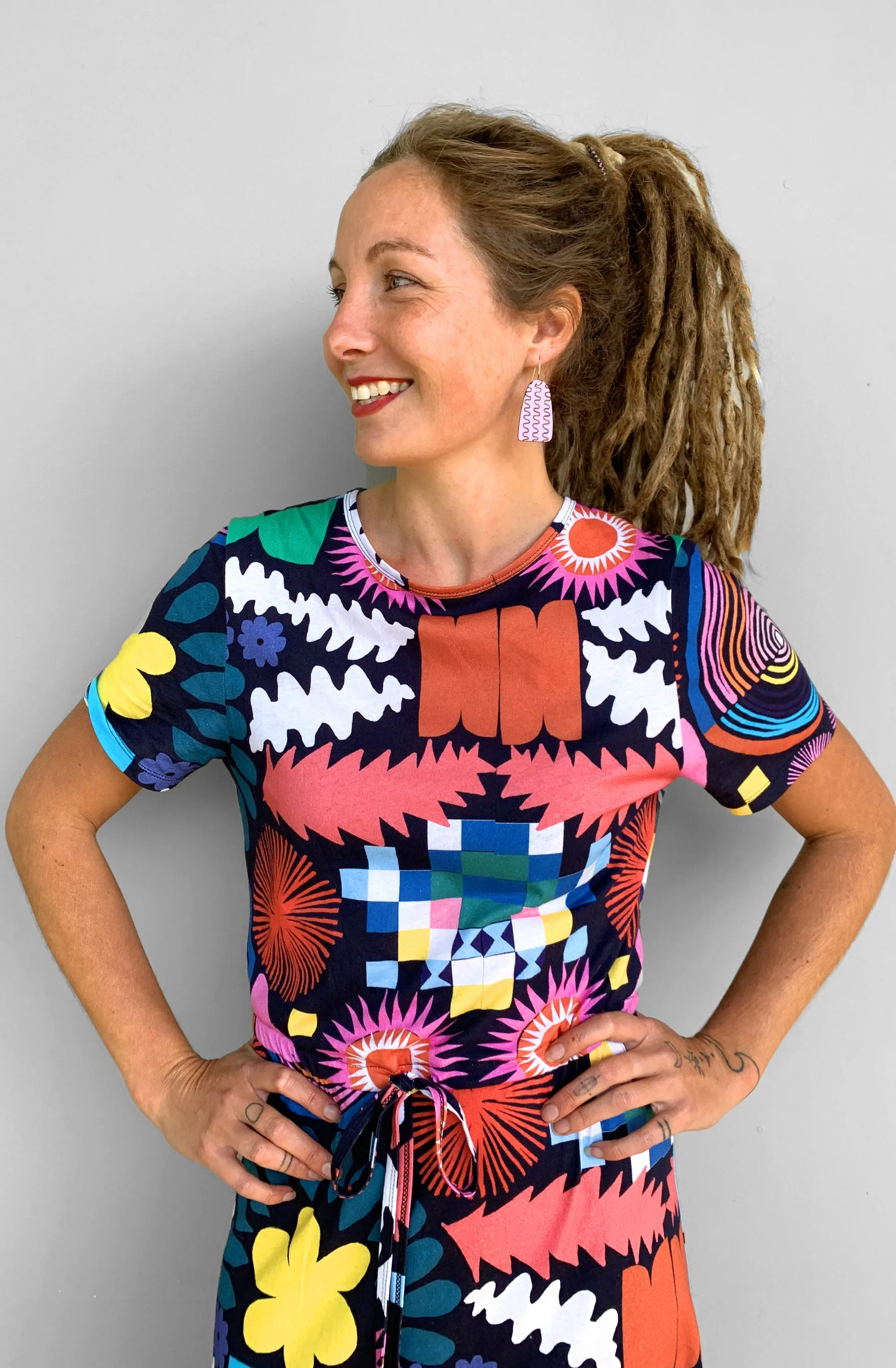 SAMPLE Pot Plant Bomb 100% organic jersey draw string dress