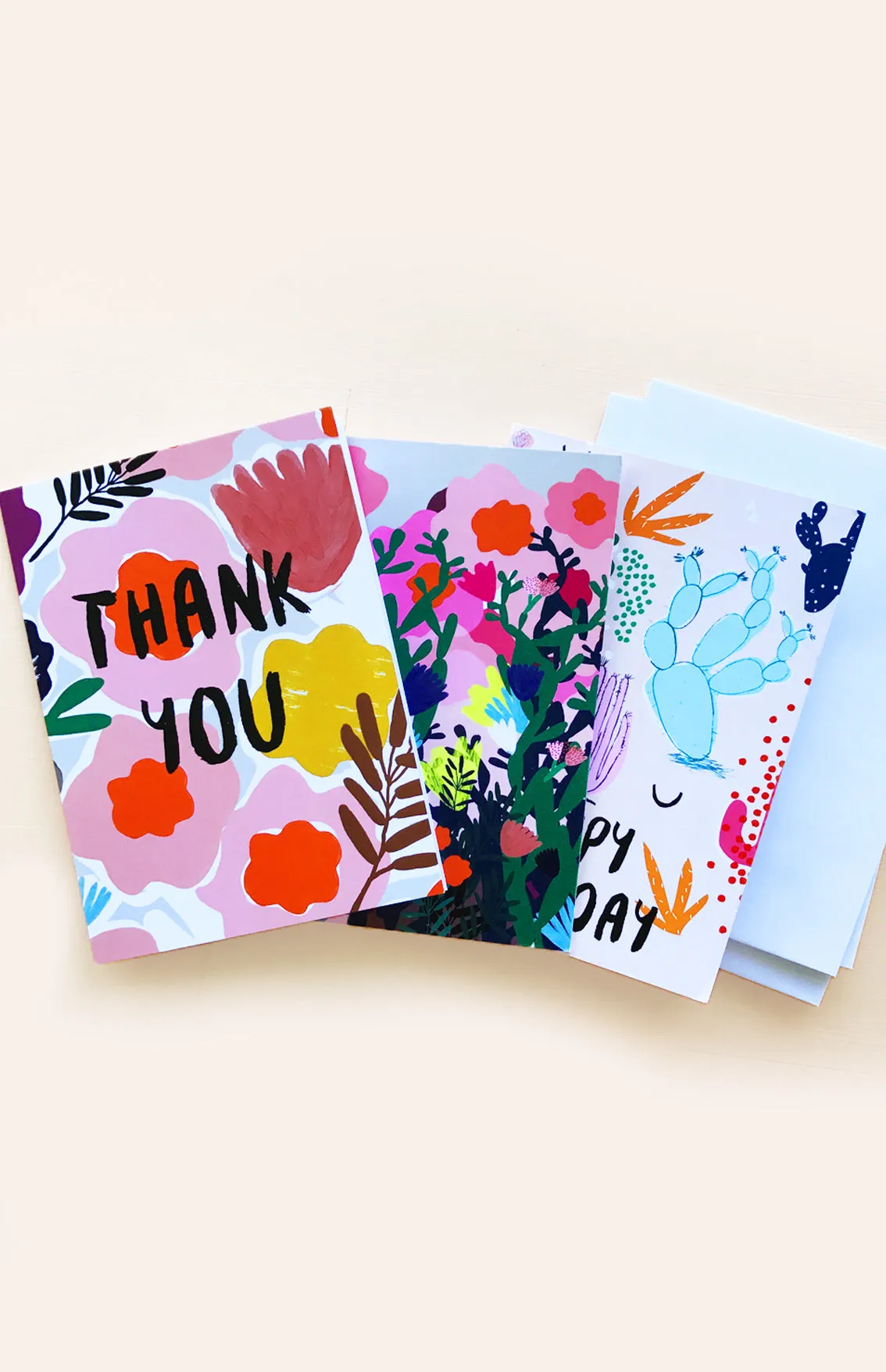 SET OF 3 Greeting folded cards (5" X 7")