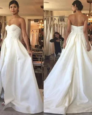 Sexy Sheath Wedding Dresses with Lace Appliques 2019 Satin Lace Bridal Dress Ball Gowns