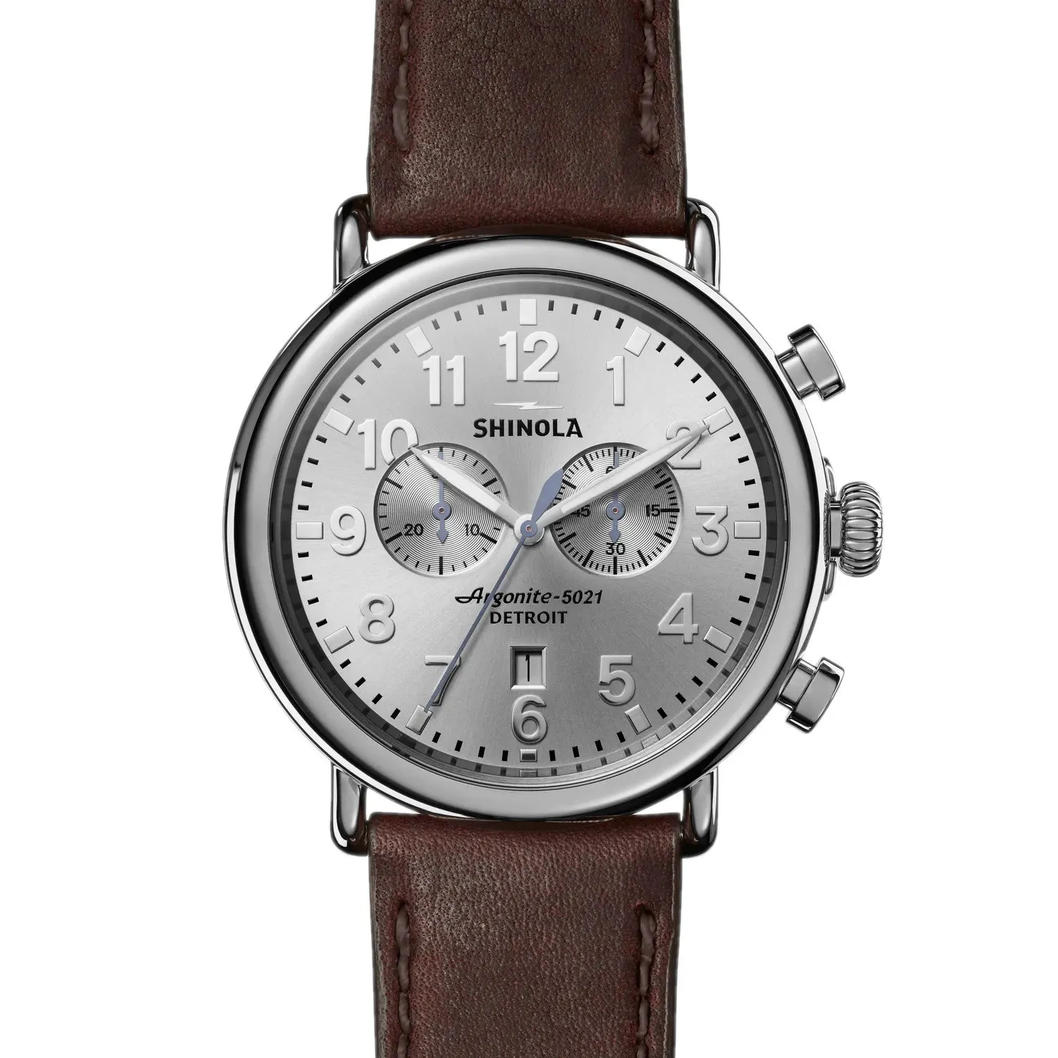 Shinola 47MM Runwell Chronograph Silver Dial Watch S0120077936
