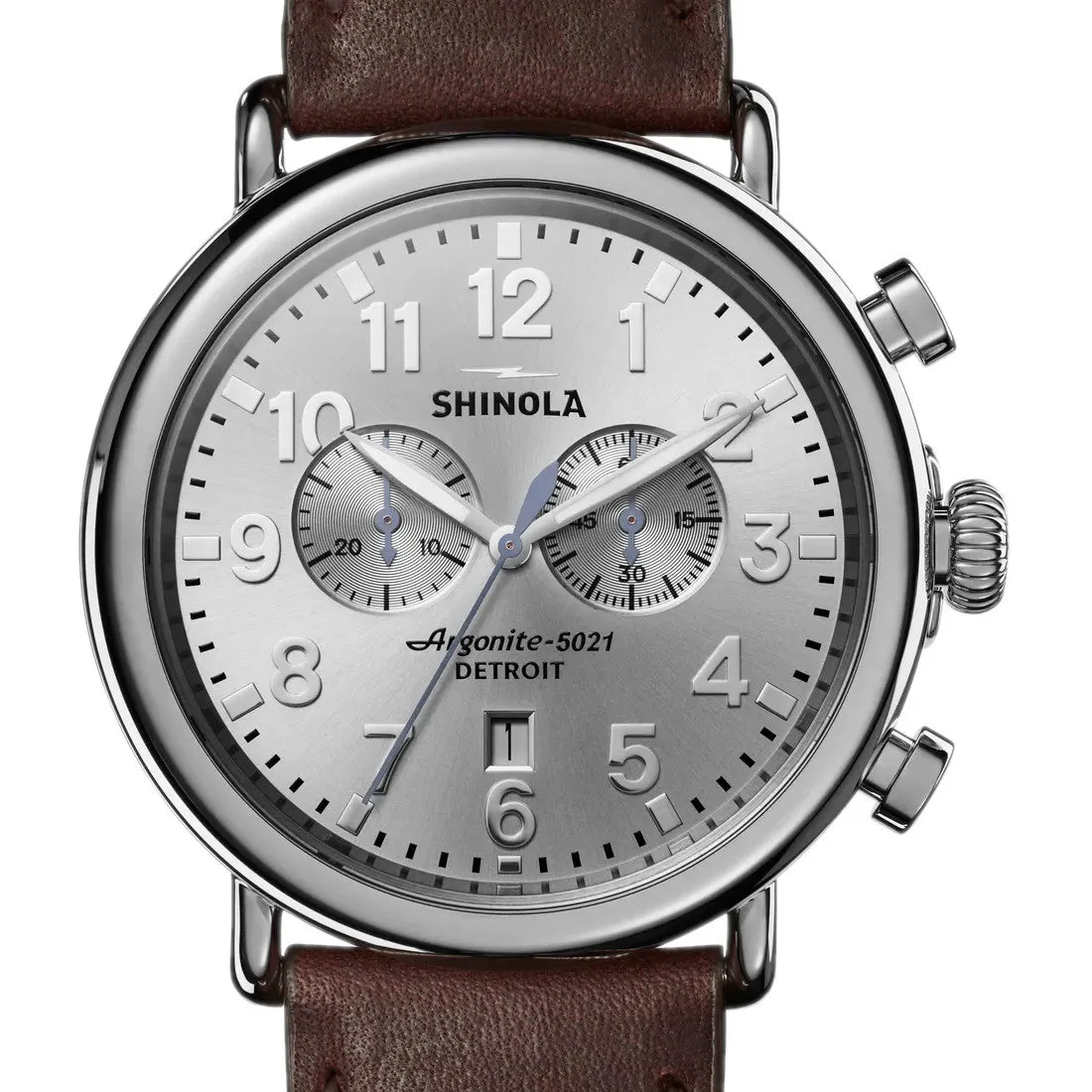 Shinola 47MM Runwell Chronograph Silver Dial Watch S0120077936