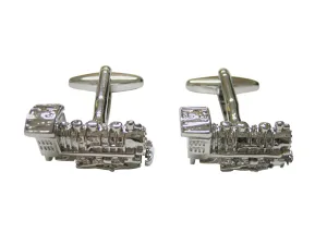 Silver Toned Locomotive Train Cufflinks