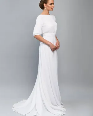 Simple 2019 Summer Beach Wedding Dresses Half Sleeve Backless Sexy Bridal Wedding Gowns