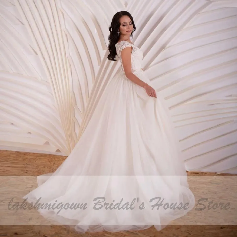 Simples Bridal Dress Vintage Lace Embroidery Wedding Gowns