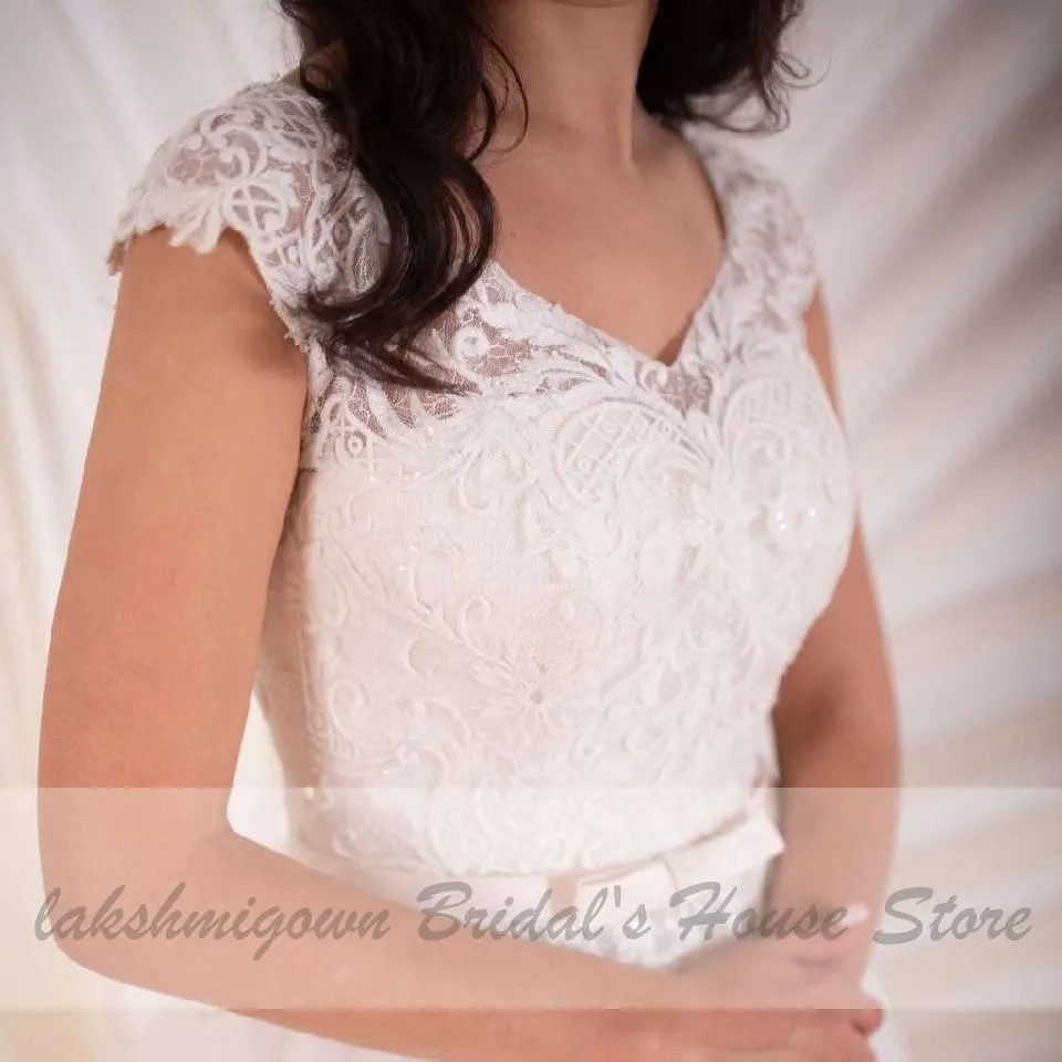 Simples Bridal Dress Vintage Lace Embroidery Wedding Gowns
