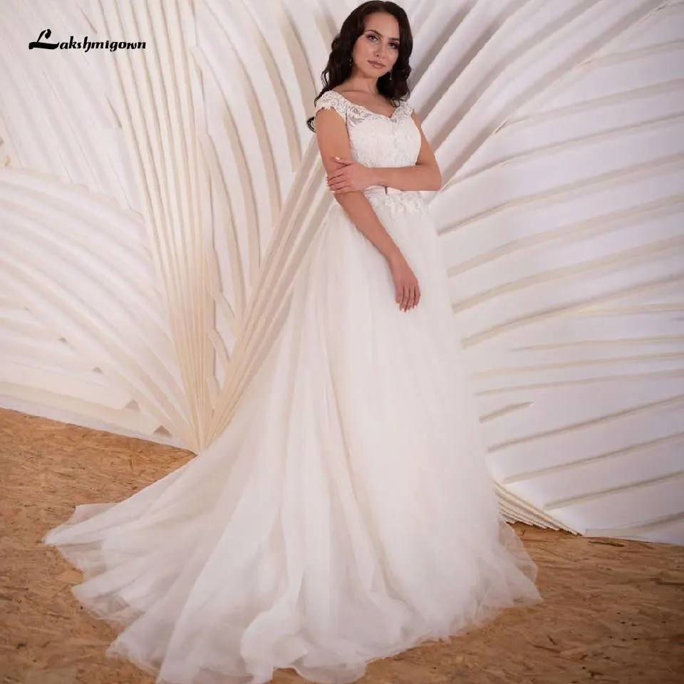 Simples Bridal Dress Vintage Lace Embroidery Wedding Gowns