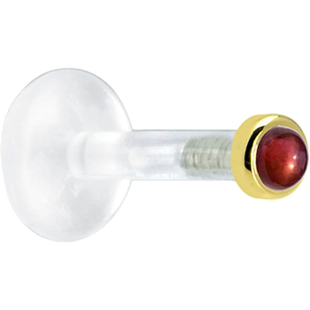 Solid 14KT Yellow Gold 2mm Genuine Red Garnet Bioplast Push in Monroe