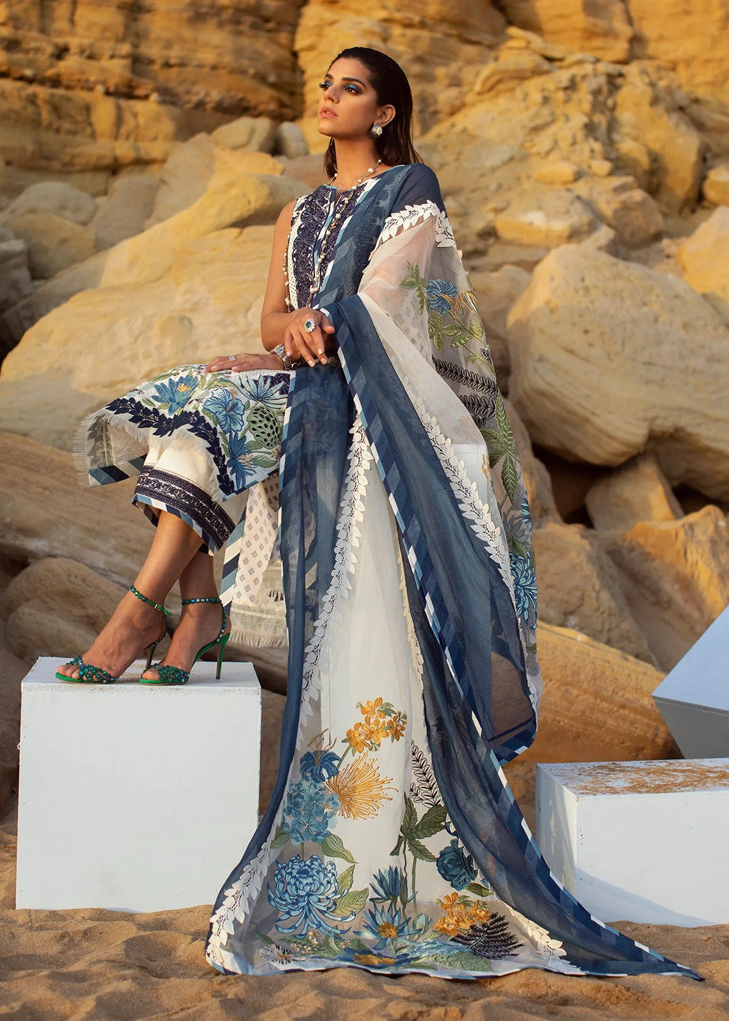 Summer Blooms - 6A - Cobalt | Crimson Serendipity Luxury Lawn Collection 2022