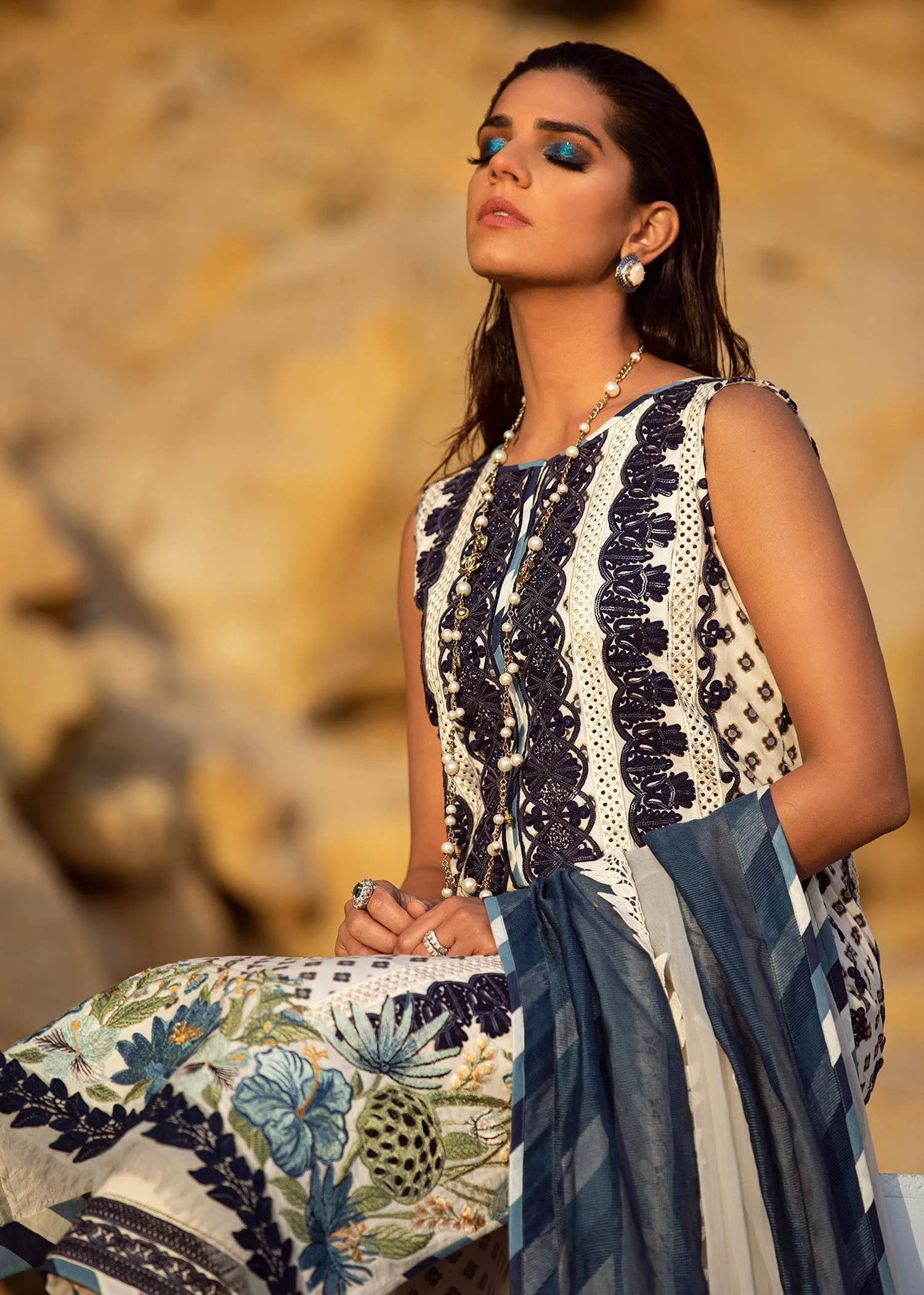 Summer Blooms - 6A - Cobalt | Crimson Serendipity Luxury Lawn Collection 2022