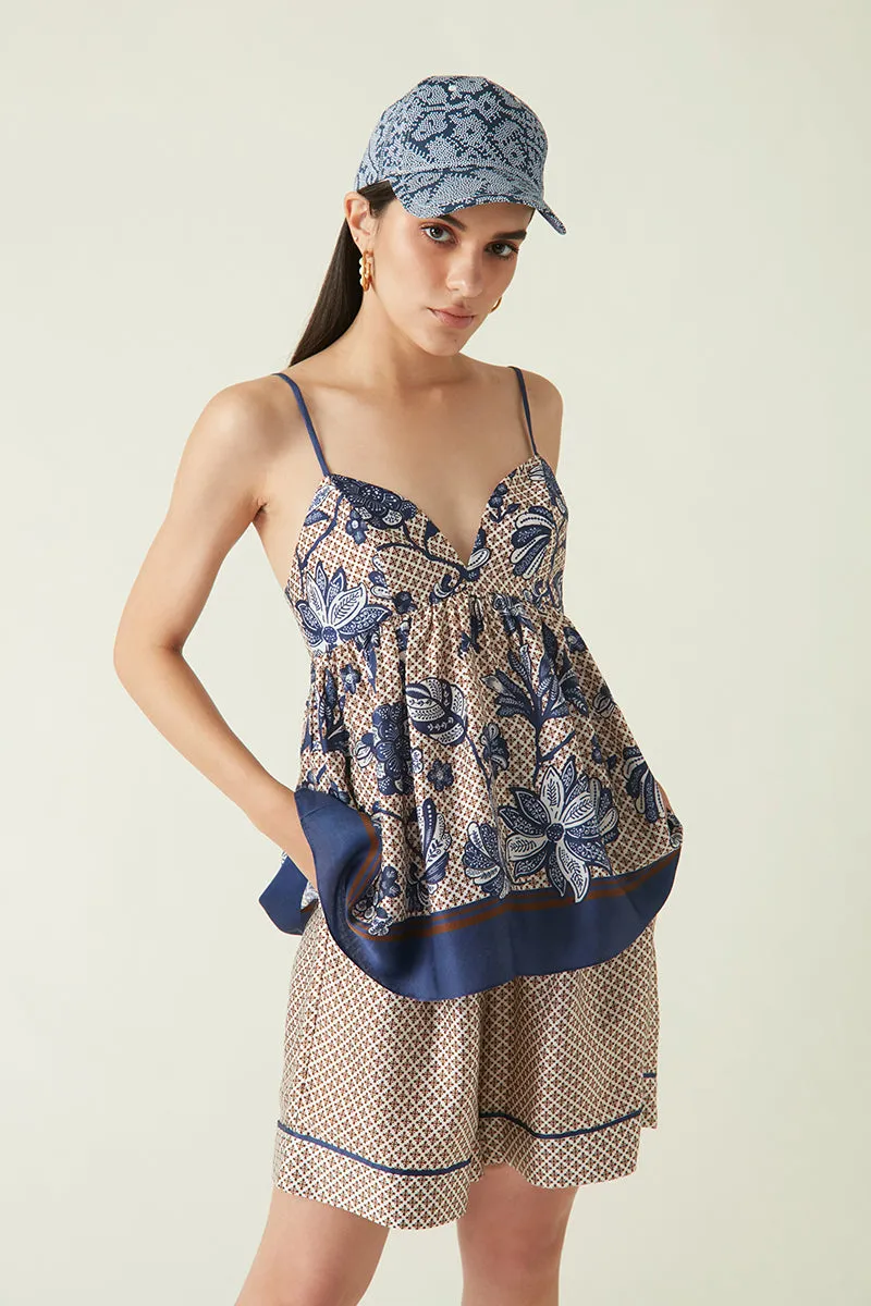 Summer Cap Cotton Satin Melati Printed-Java E2-Fashion Edit-JV-CAP-05-Payal Pratap