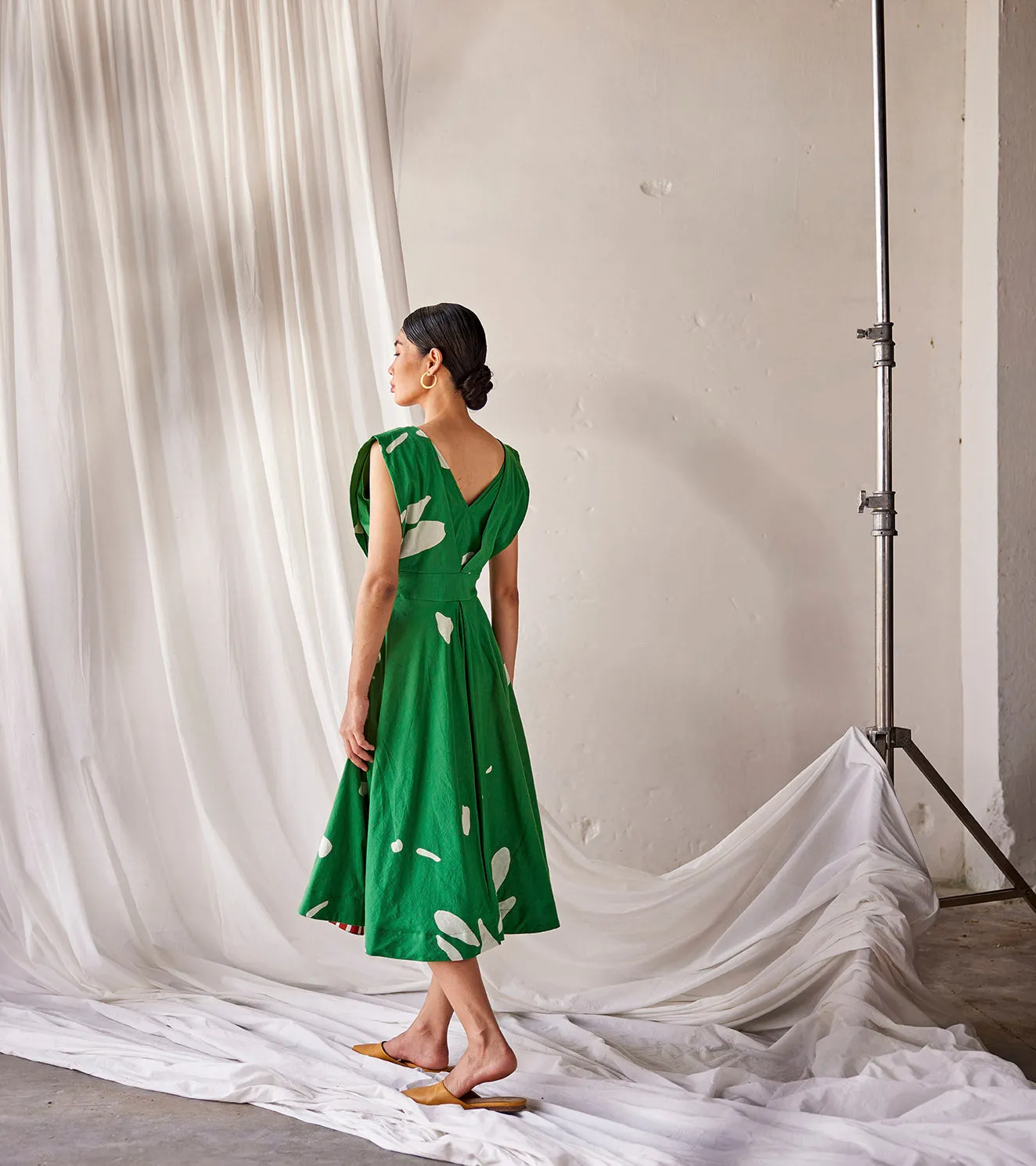 Summer Dress Cotton Printed-Forest Green-Fashion Edit Indian Summer-KW806-Khara Kapas