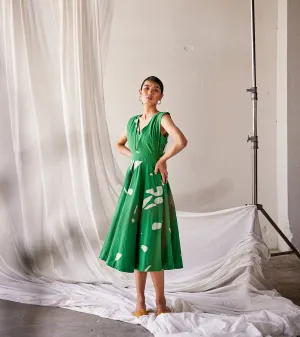 Summer Dress Cotton Printed-Forest Green-Fashion Edit Indian Summer-KW806-Khara Kapas