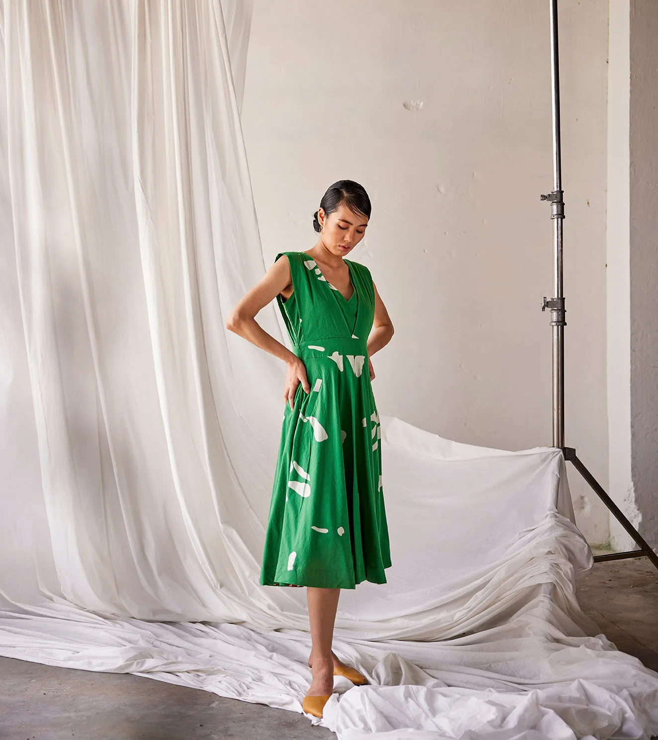 Summer Dress Cotton Printed-Forest Green-Fashion Edit Indian Summer-KW806-Khara Kapas