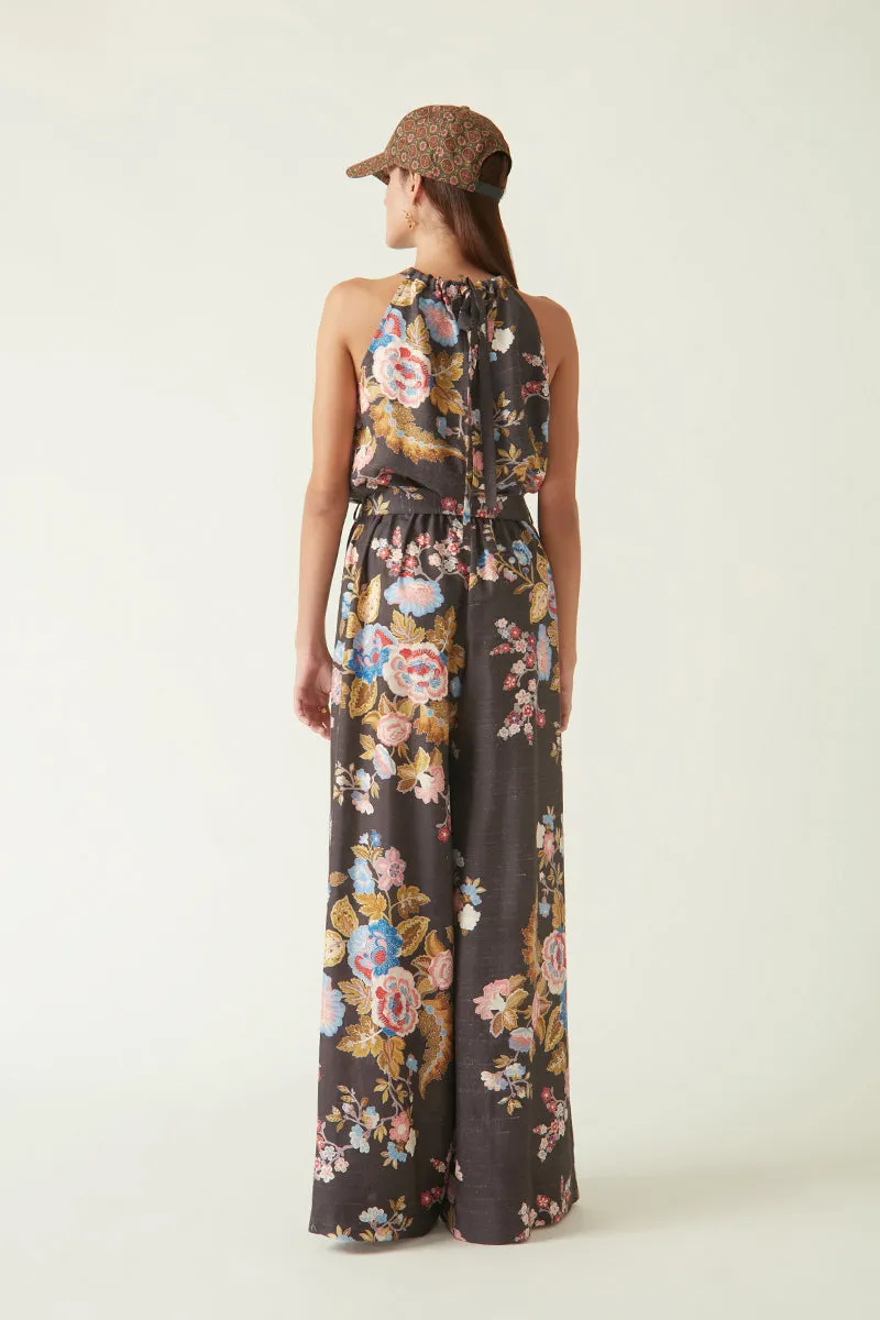 Summer Jumpsuit Linen Satin Printed-Fashion Edit Java 03A-2JV-13-Payal Pratap