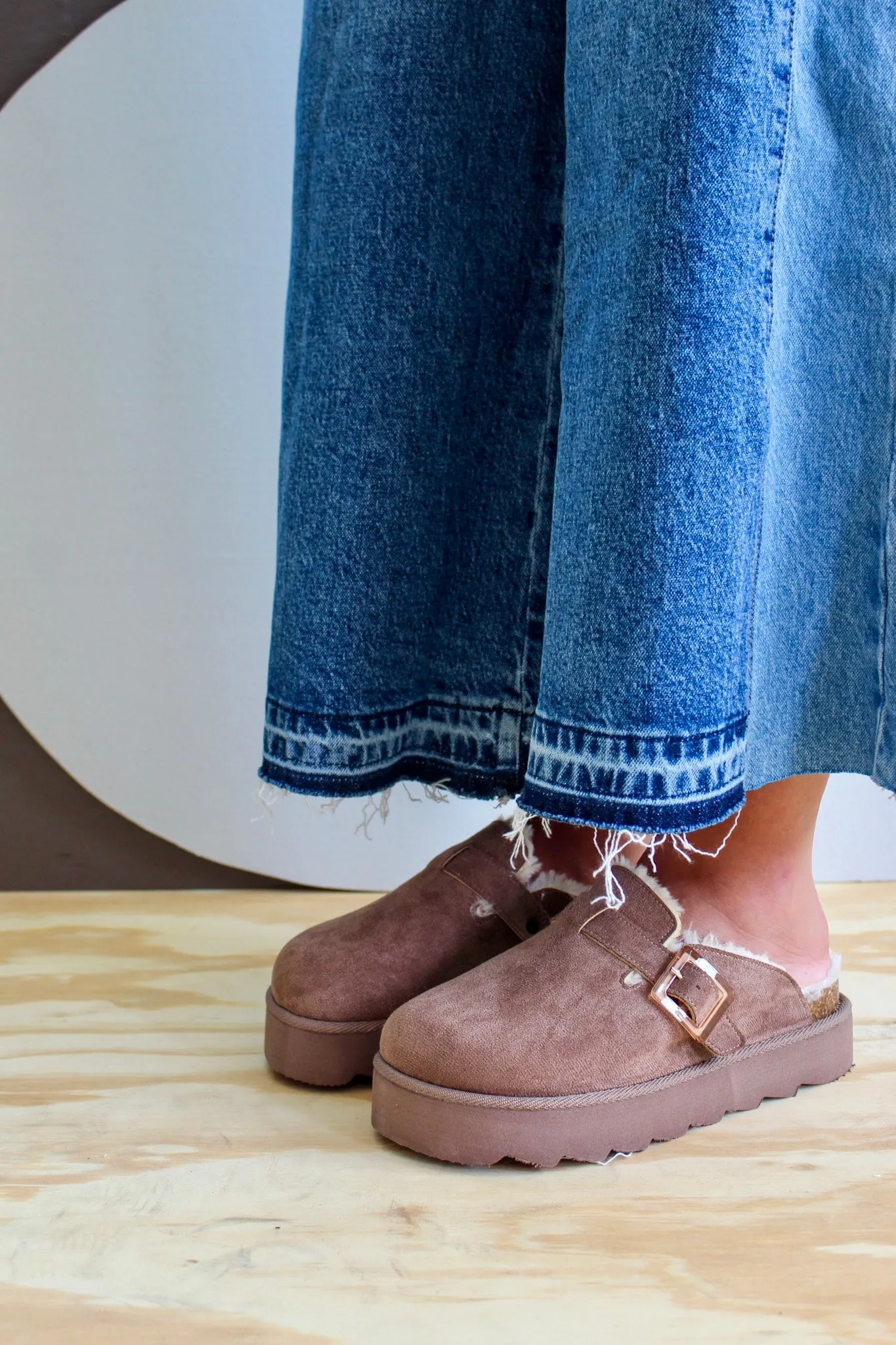 Sunday Mornings Shearling Platform Clog • Taupe