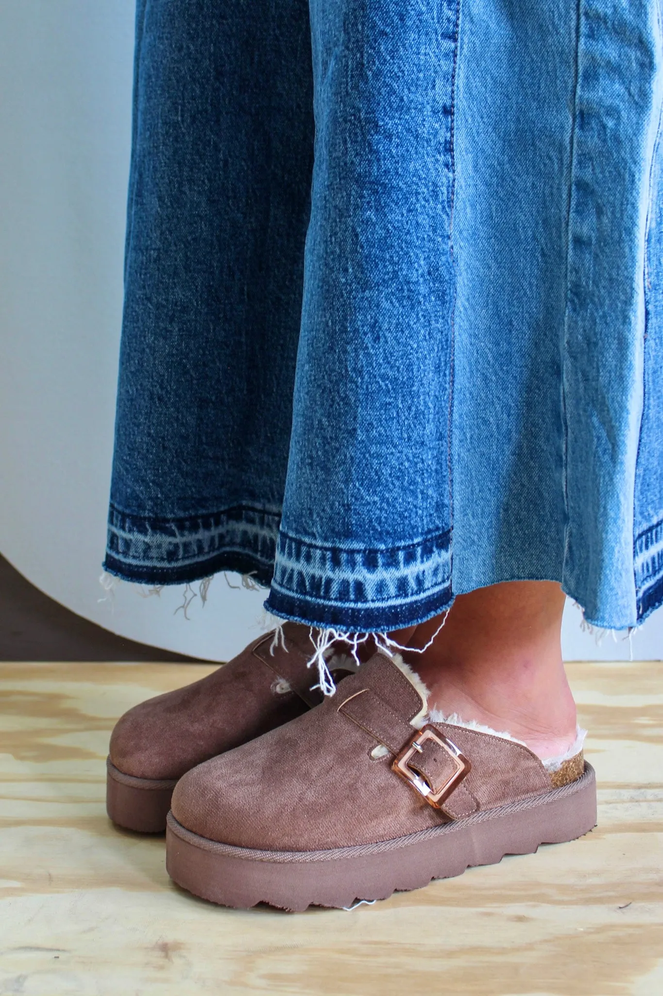 Sunday Mornings Shearling Platform Clog • Taupe