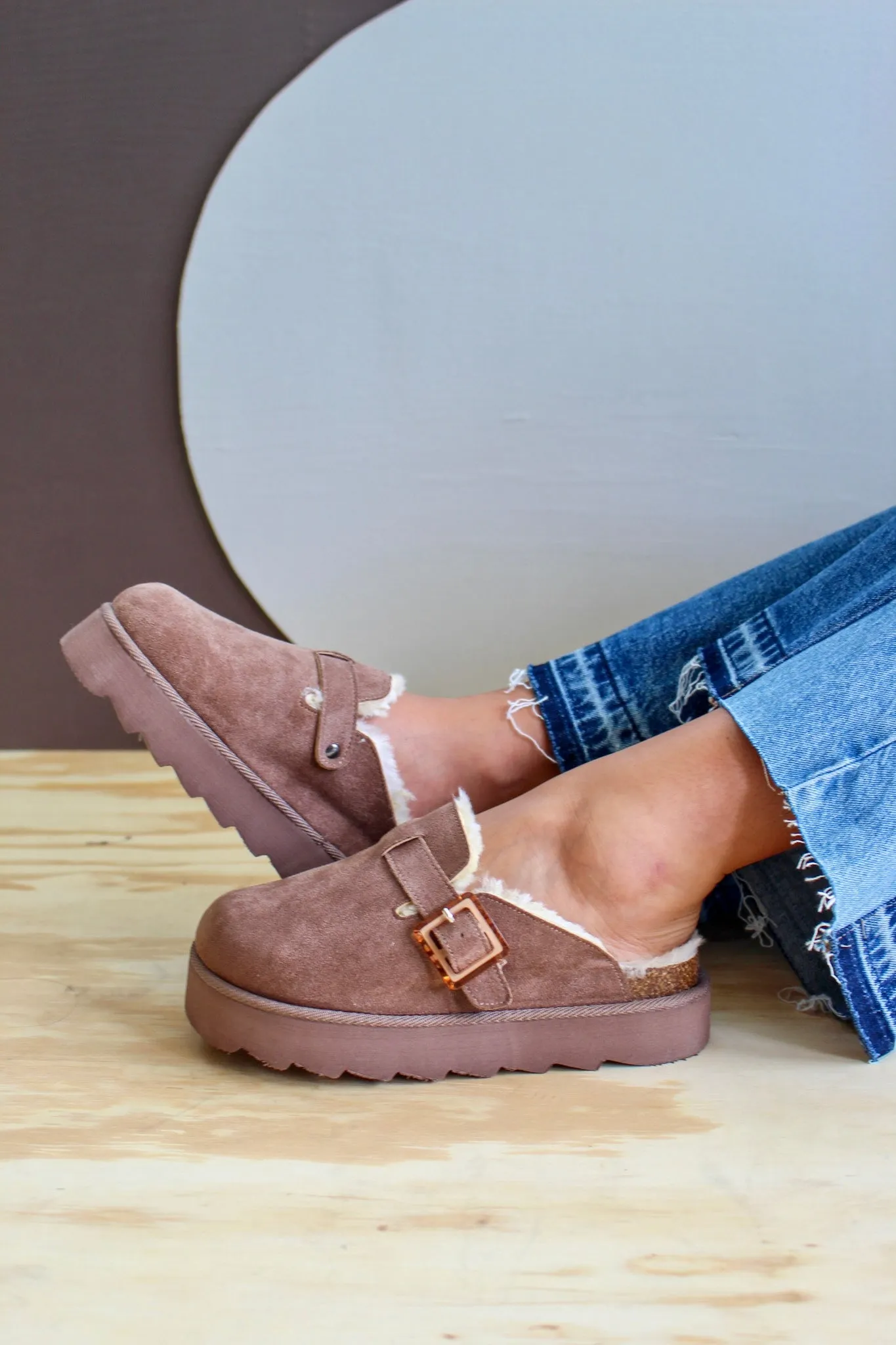 Sunday Mornings Shearling Platform Clog • Taupe