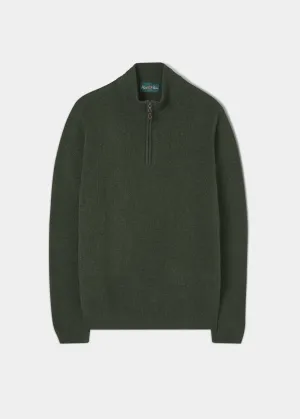 Sutherland Lambswool 1/4 Zip Jumper in Rosemary - Regular Fit