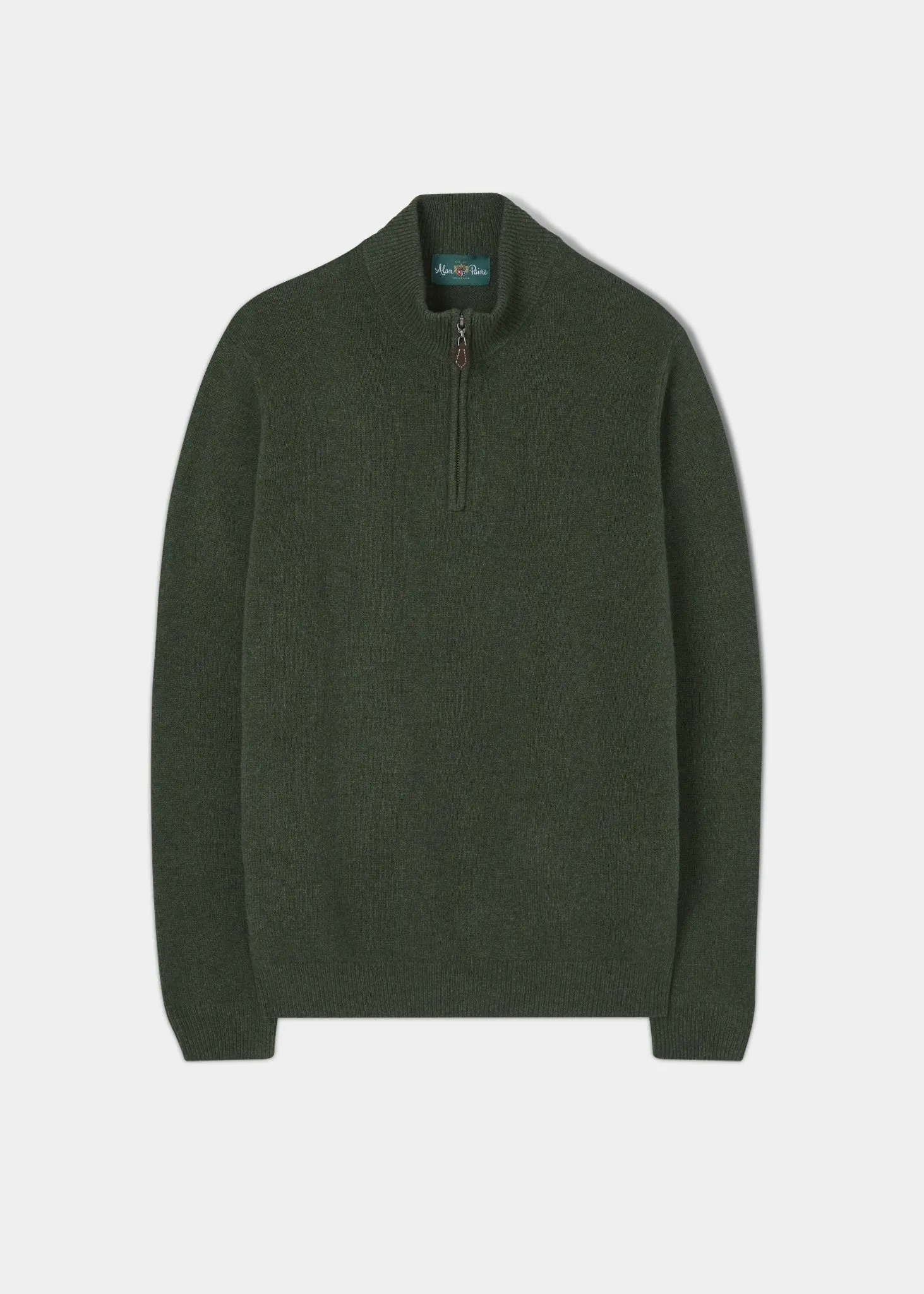 Sutherland Lambswool 1/4 Zip Jumper in Rosemary - Regular Fit