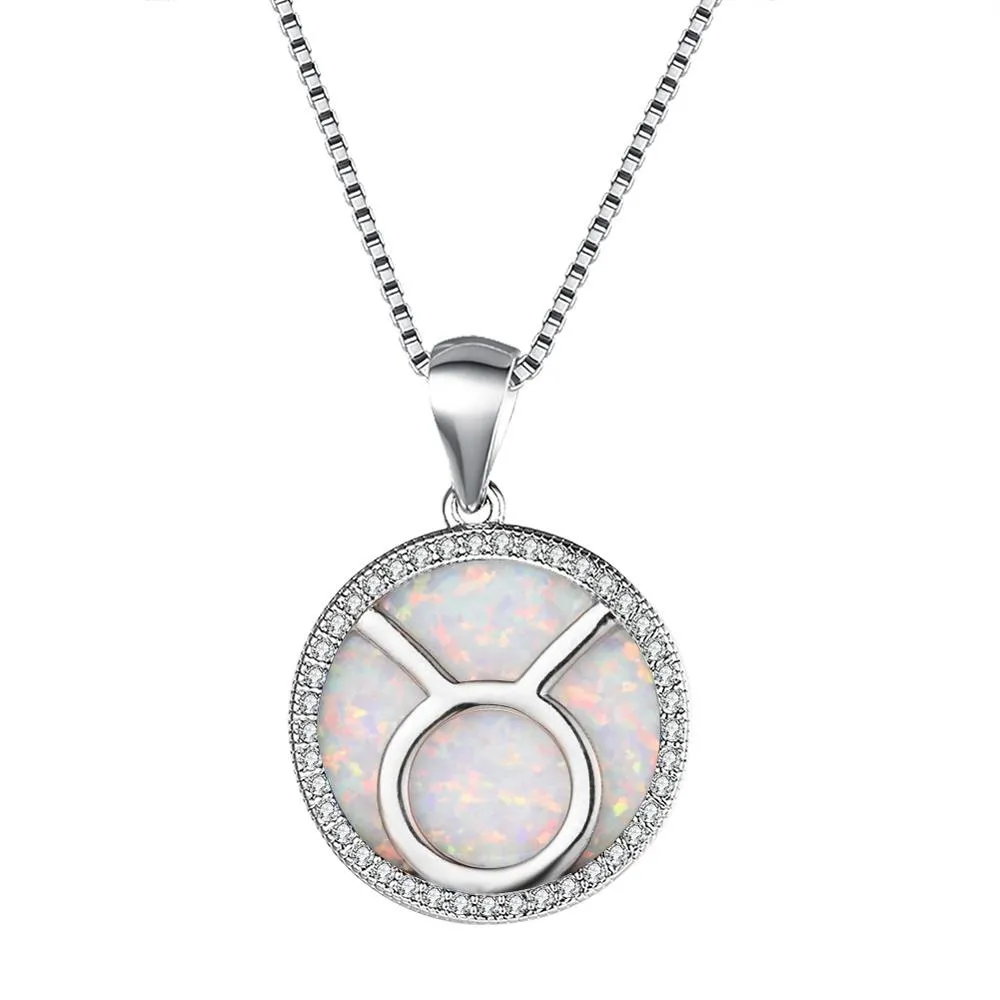 Taurus 925 Silver opal necklace