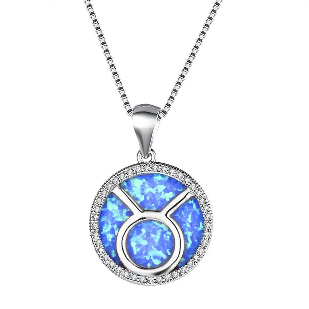 Taurus 925 Silver opal necklace