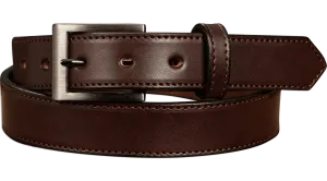 The Admiral: Men's Brown Stitched Leather Belt 1.19"
