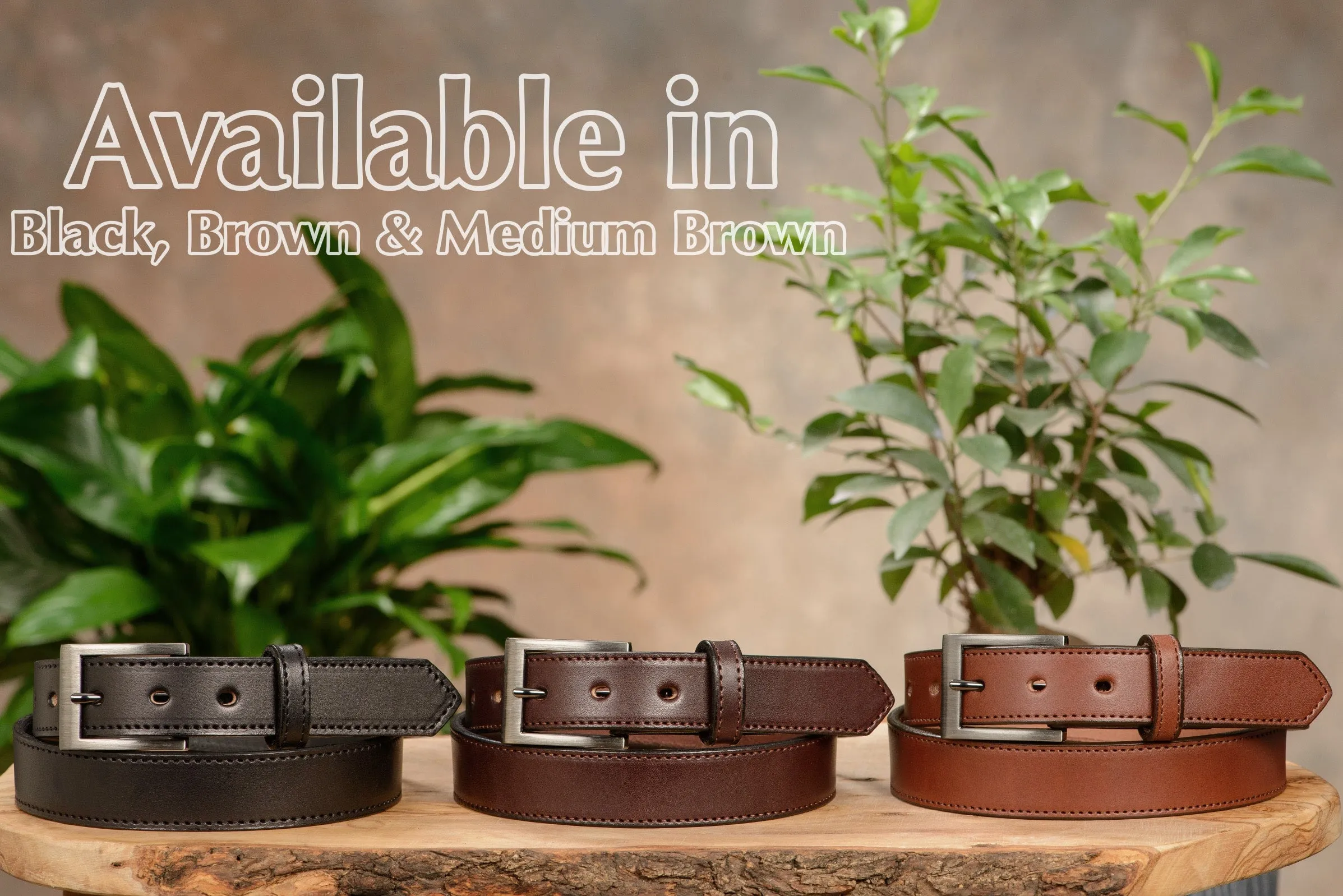 The Admiral: Men's Brown Stitched Leather Belt 1.19"