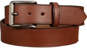 The Admiral: Men's Medium Brown Stitched Leather Belt 1.50"