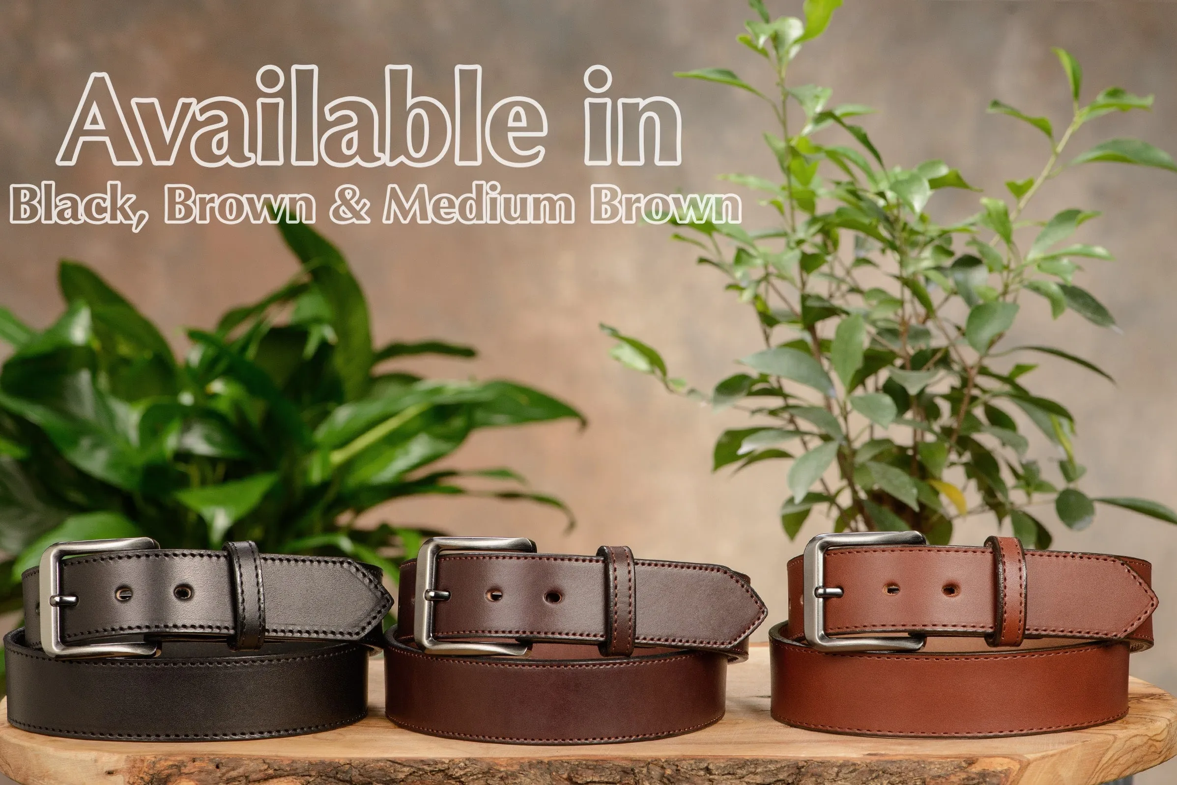 The Admiral: Men's Medium Brown Stitched Leather Belt 1.50"