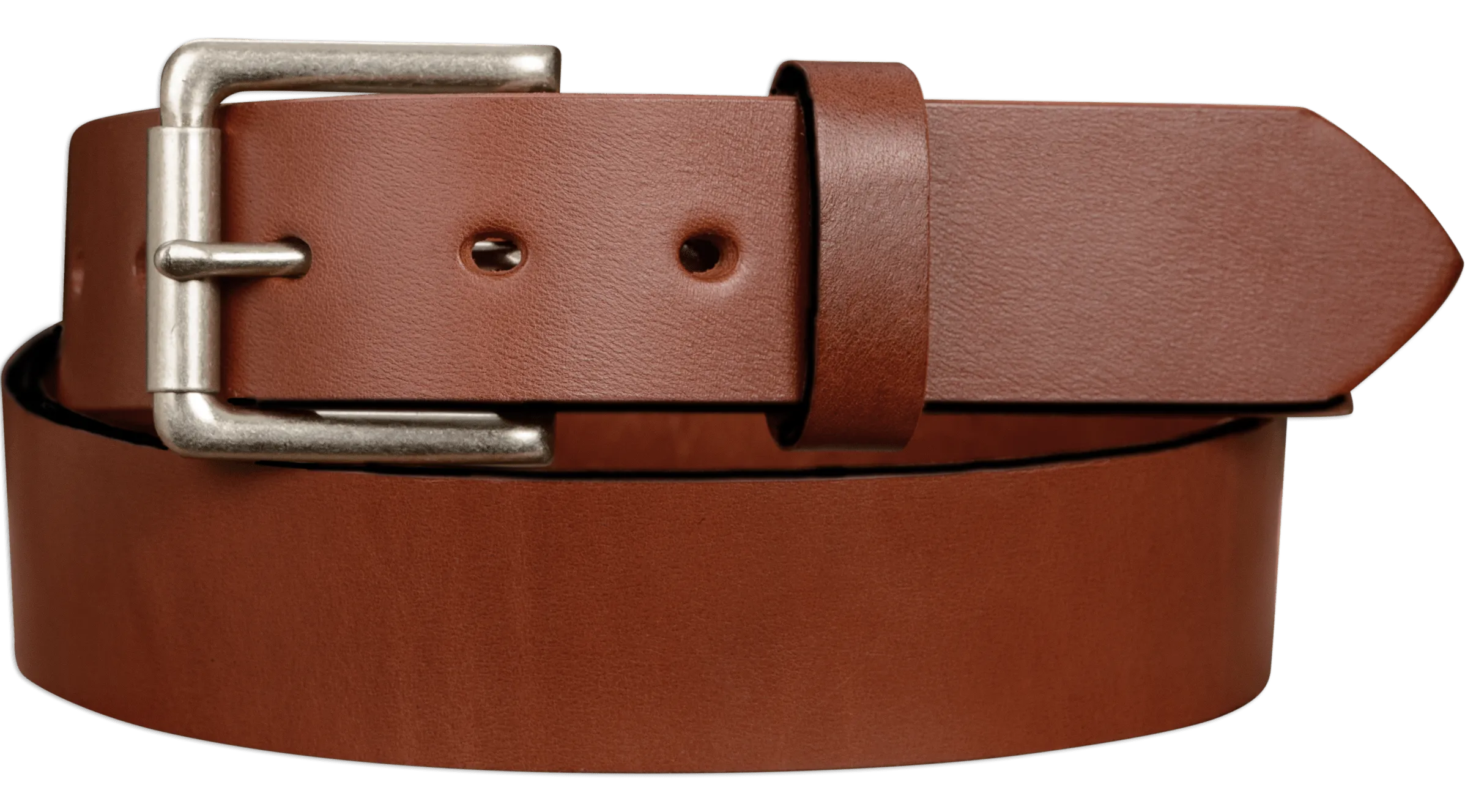 The Maverick: Medium Brown Non Stitched Leather Belt 1.50"