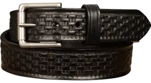 The Maverick: Men's Black Basket Weave Leather Belt 1.50"