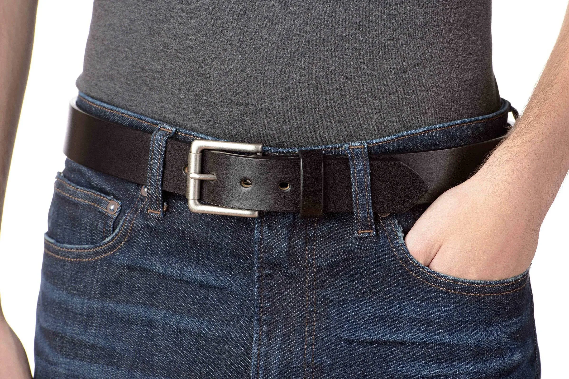 The Maverick: Men's Black Non Stitched Leather Belt - 1.50"