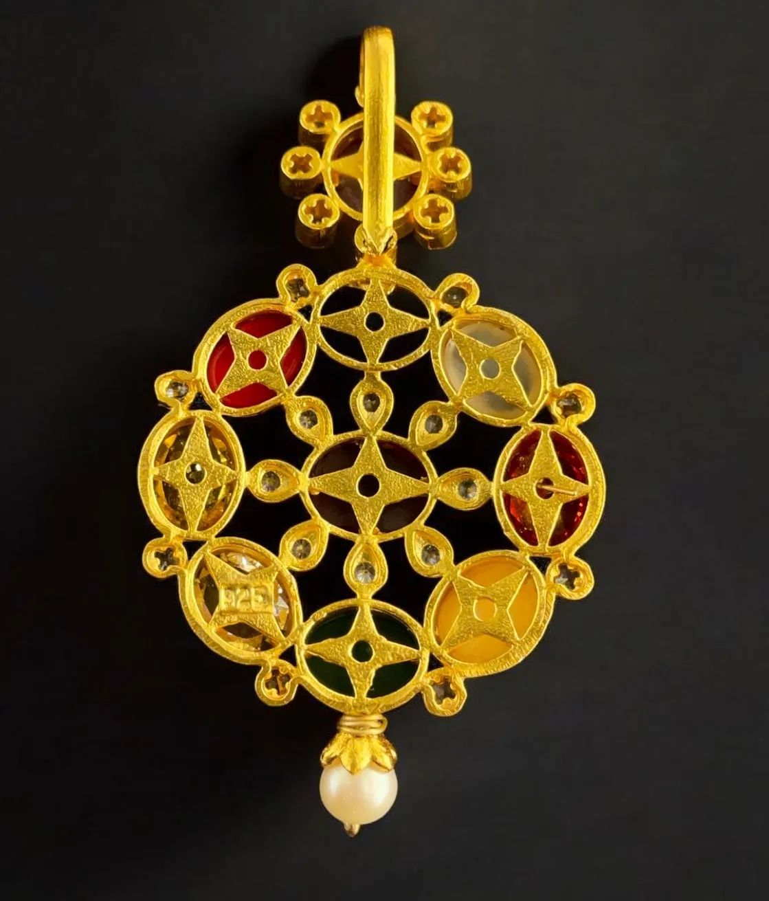 The Payal Silver Navratna Pendant