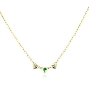 Three Heart Tsavorite and Diamond Necklace