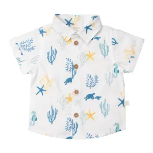 TINY TWIG CAMBRIC SHIRT-OCEAN
