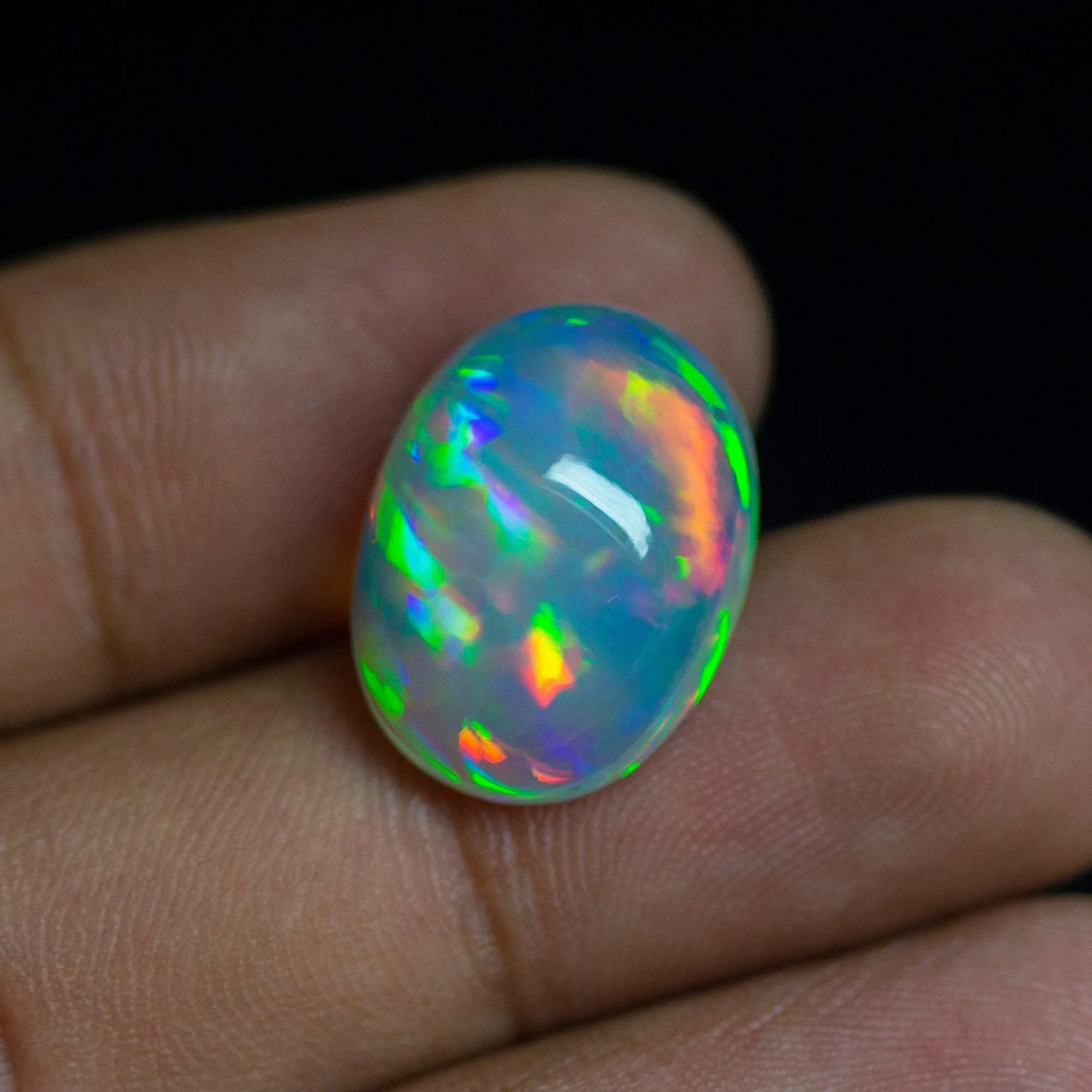 Top Quality AAA Grade Natural Welo Ethiopian Fire Opal Smooth Oval Honey Comb Texture Cabochon 12.90ct 18.5x14x9.5mm