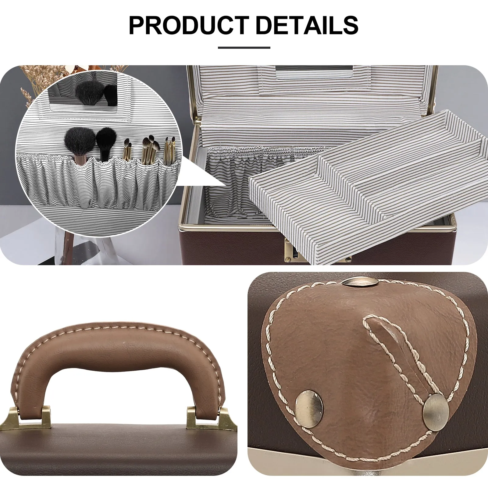 urecity Vintage Leather Makeup Train Case 12.5 inches