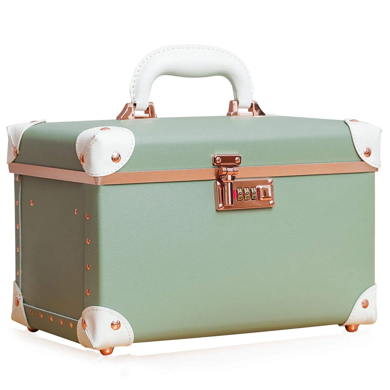 urecity Vintage Leather Makeup Train Case 12.5 inches