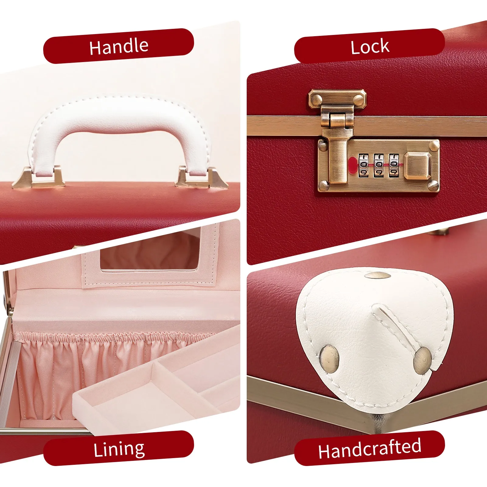 urecity Vintage Leather Makeup Train Case 12.5 inches