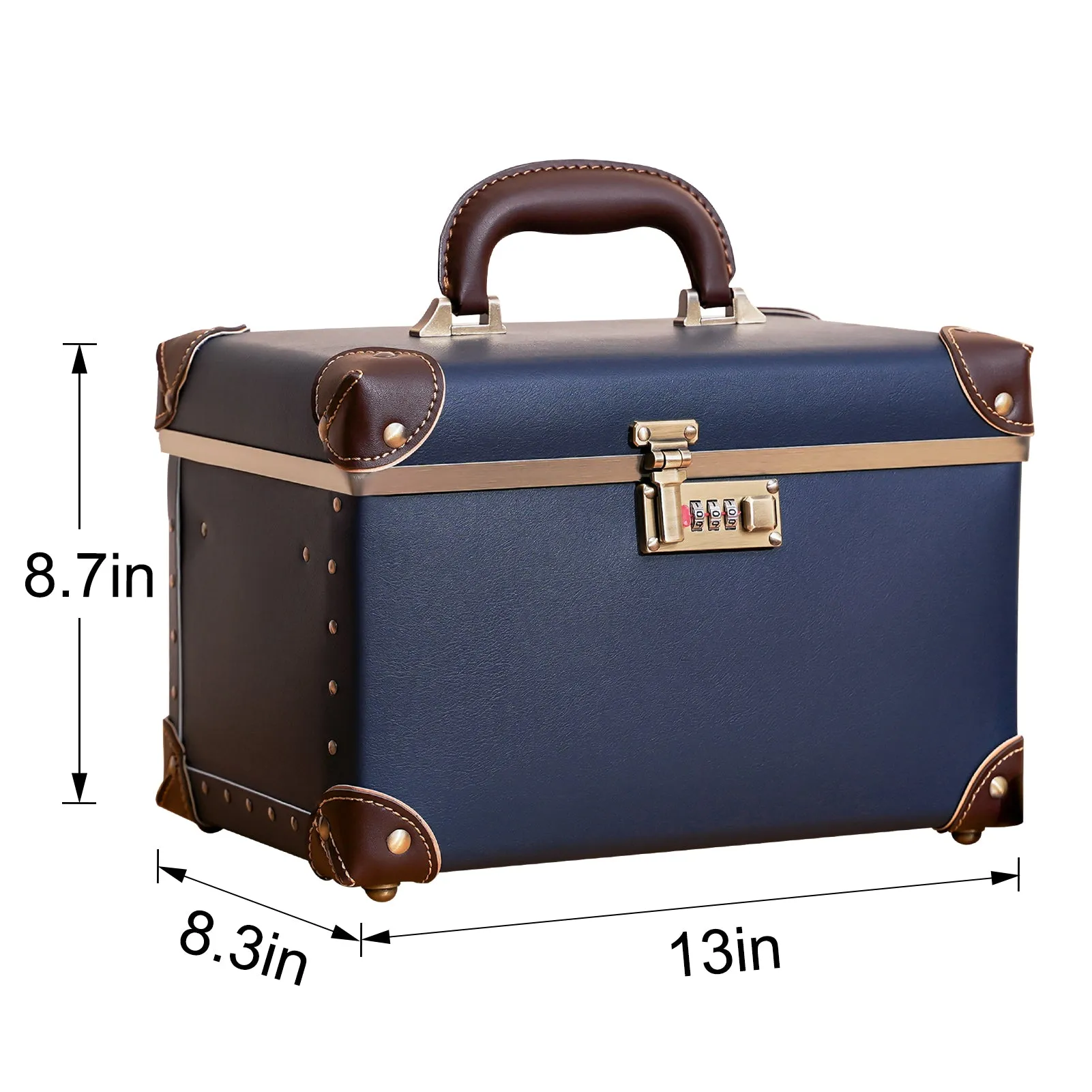 urecity Vintage Leather Makeup Train Case 12.5 inches