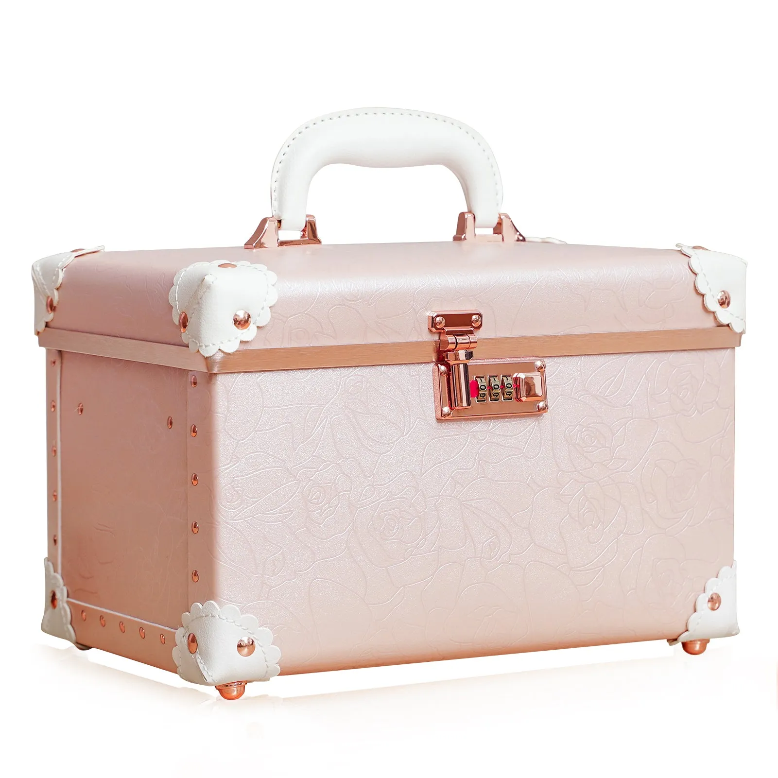 urecity Vintage Leather Makeup Train Case 12.5 inches