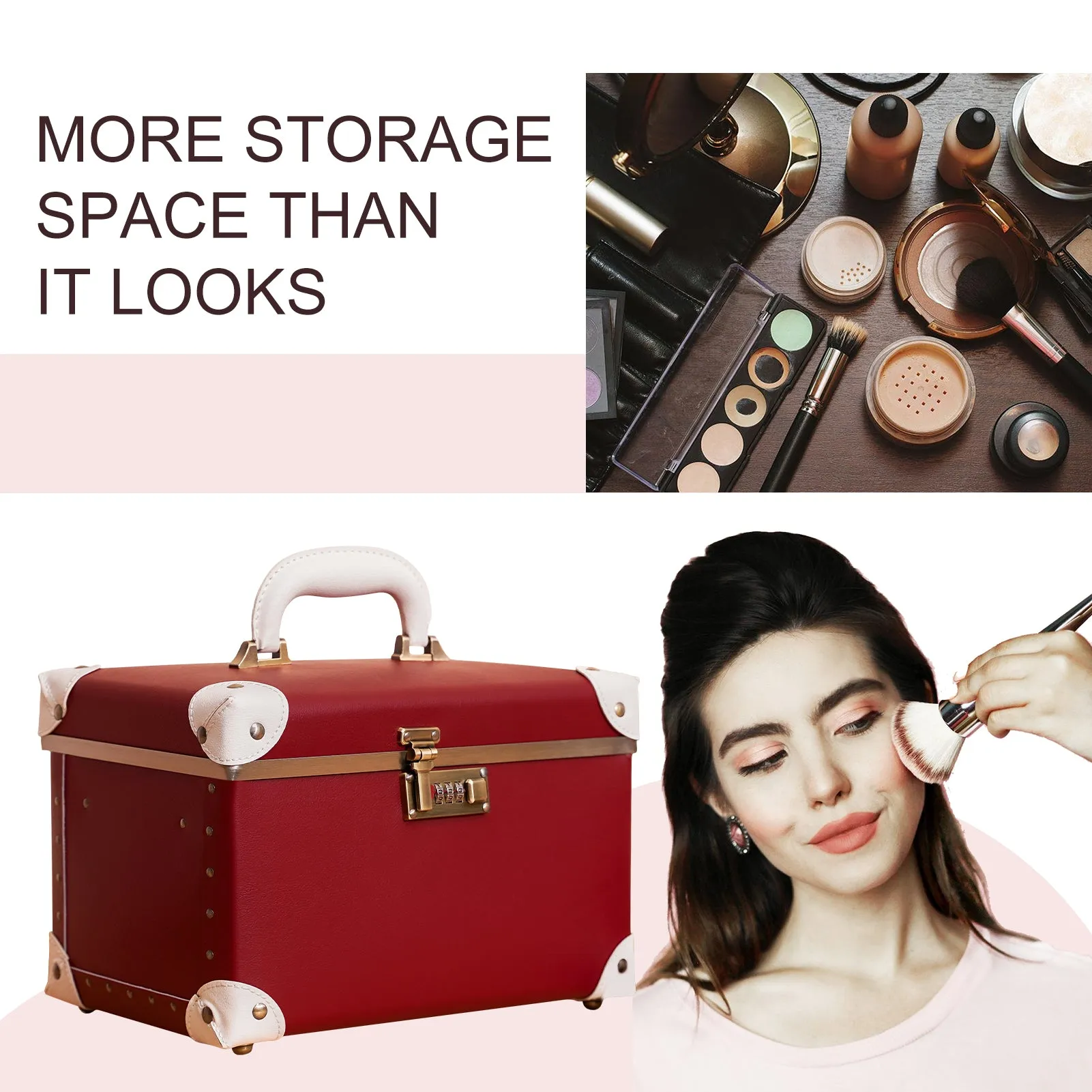 urecity Vintage Leather Makeup Train Case 12.5 inches