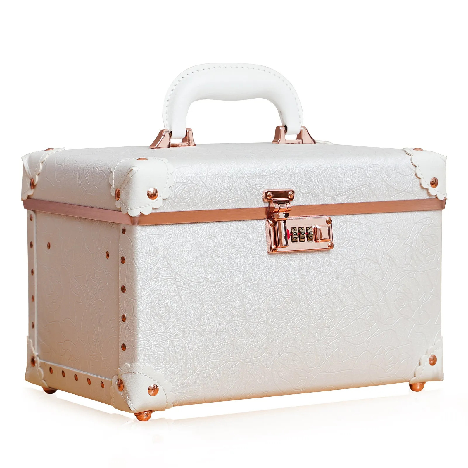 urecity Vintage Leather Makeup Train Case 12.5 inches