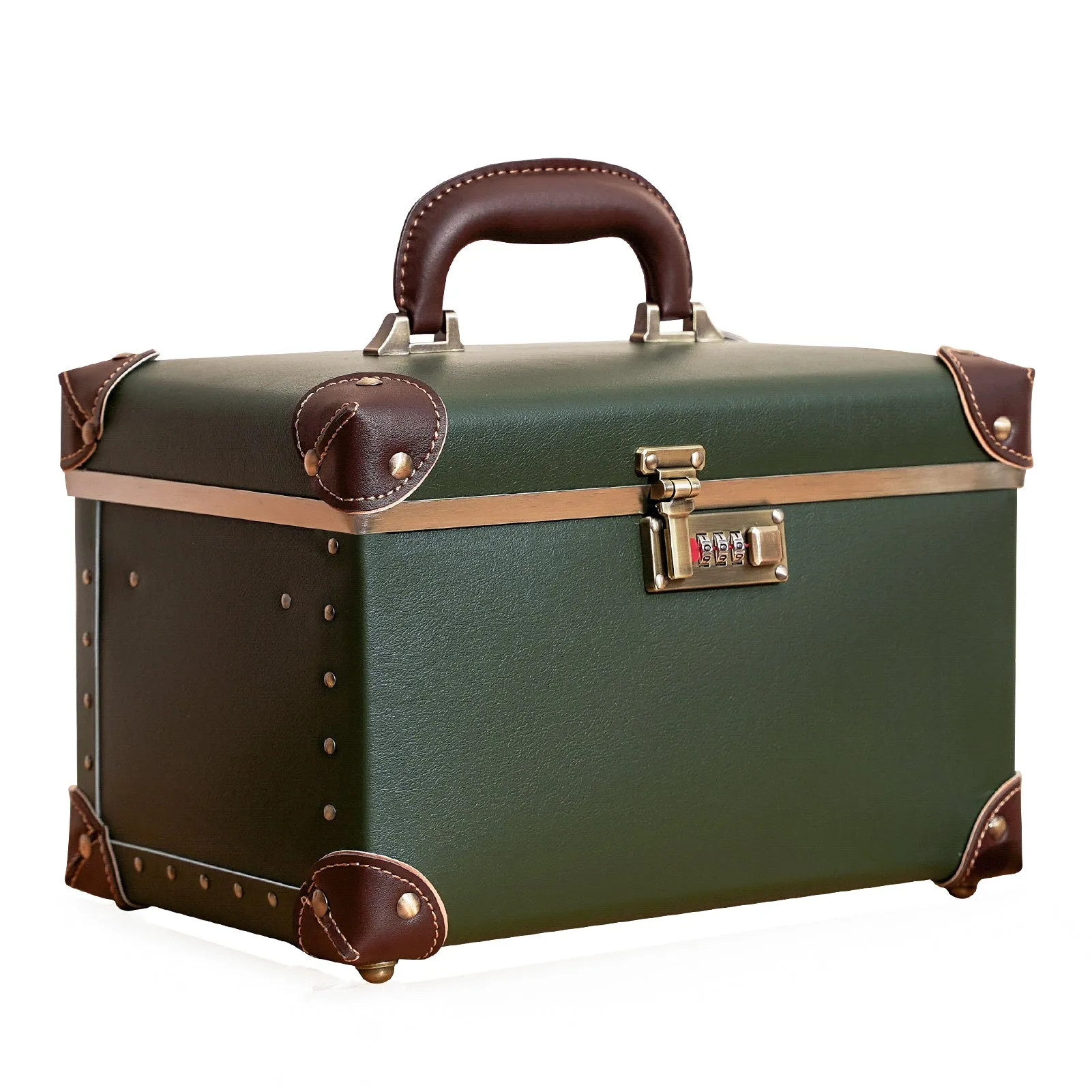 urecity Vintage Leather Makeup Train Case 12.5 inches