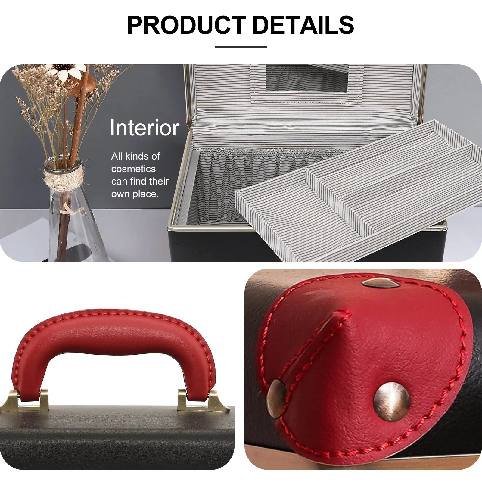 urecity Vintage Leather Makeup Train Case 12.5 inches