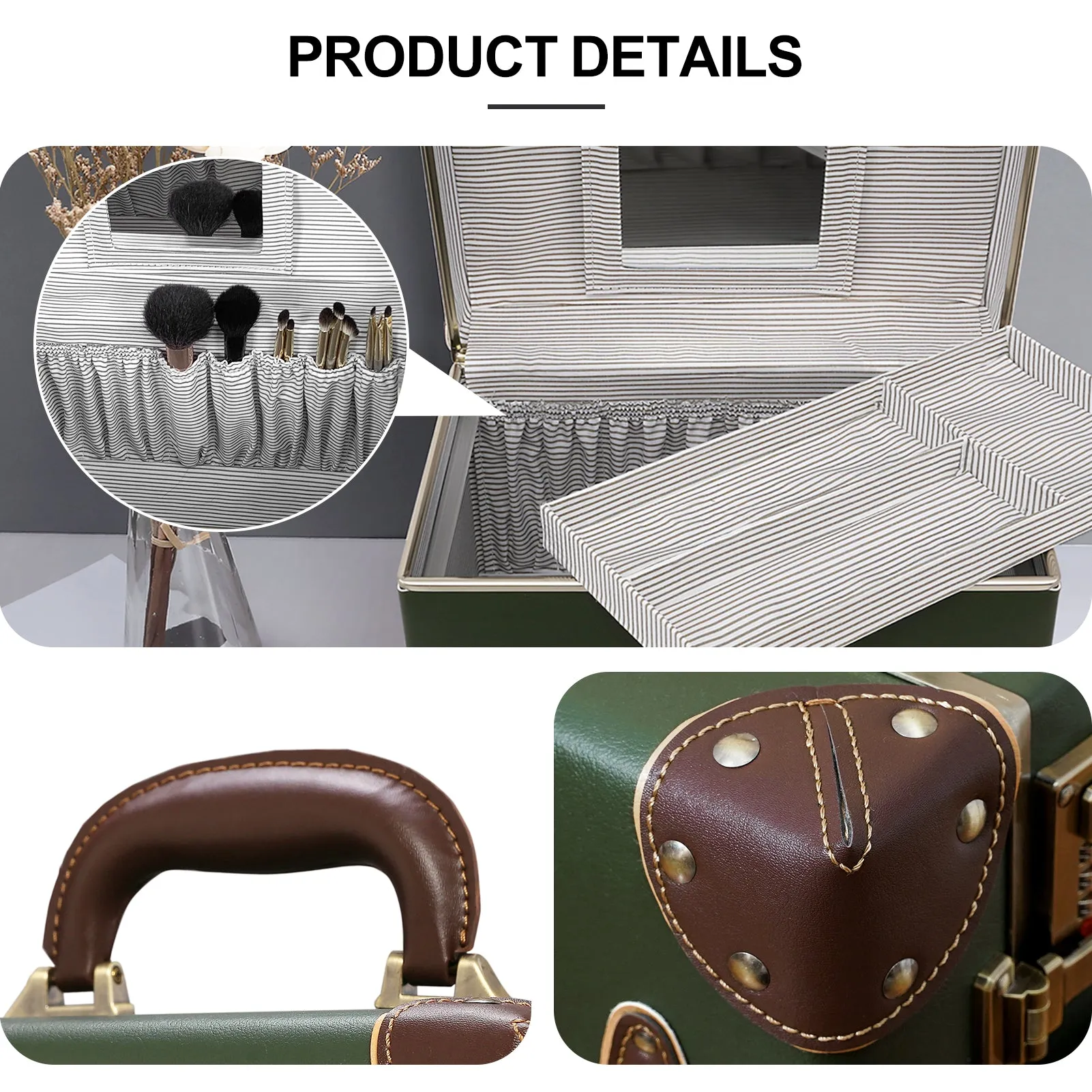 urecity Vintage Leather Makeup Train Case 12.5 inches