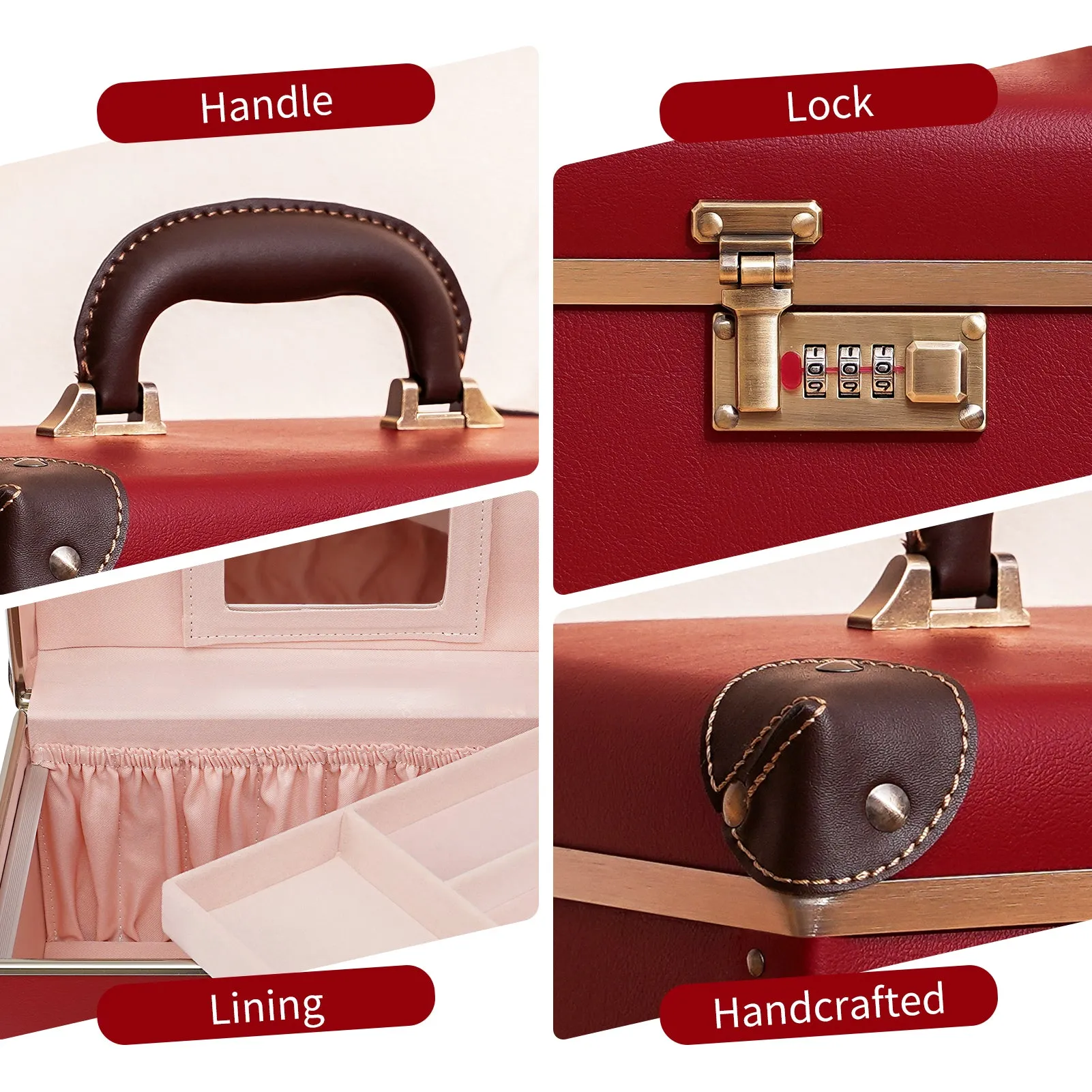 urecity Vintage Leather Makeup Train Case 12.5 inches
