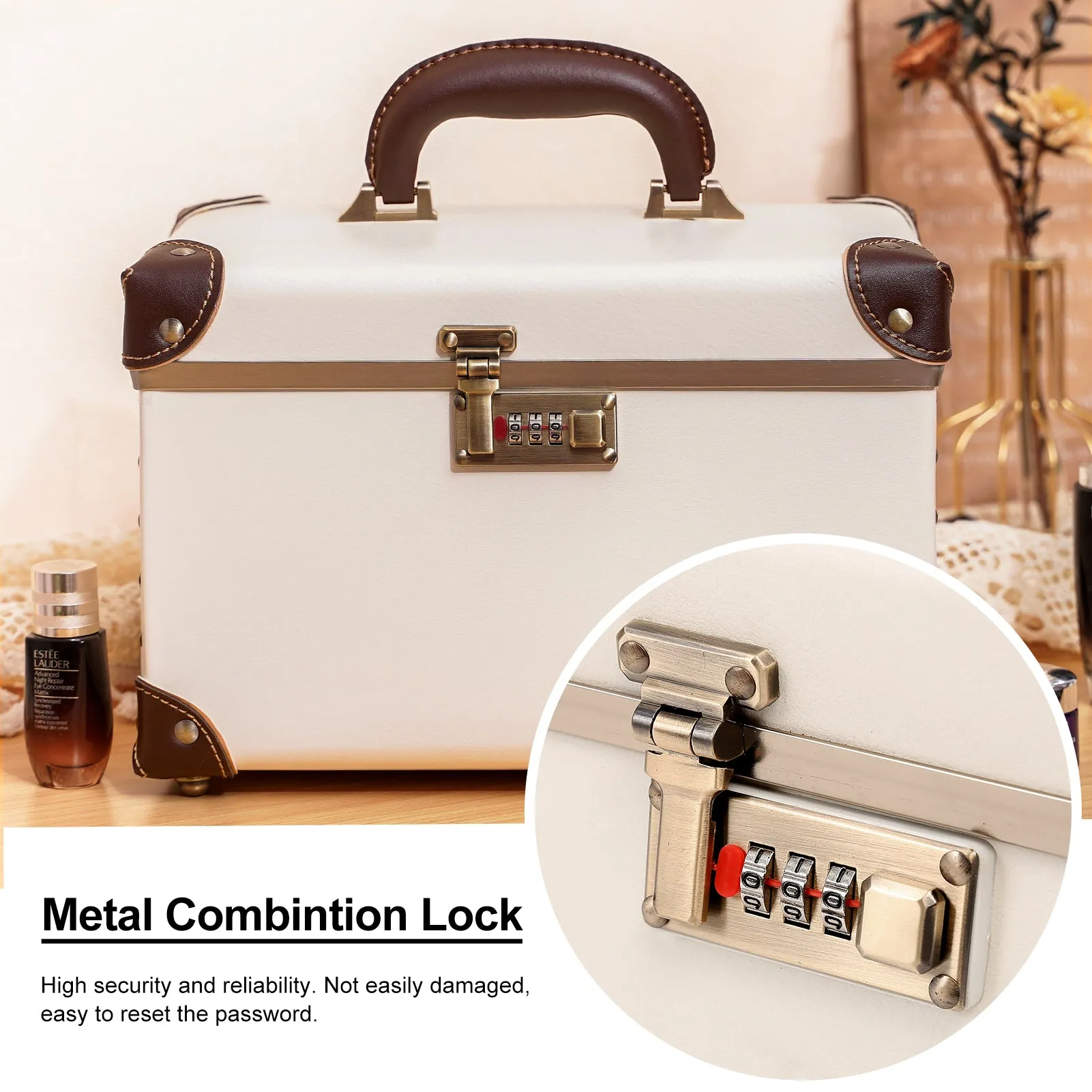 urecity Vintage Leather Makeup Train Case 12.5 inches